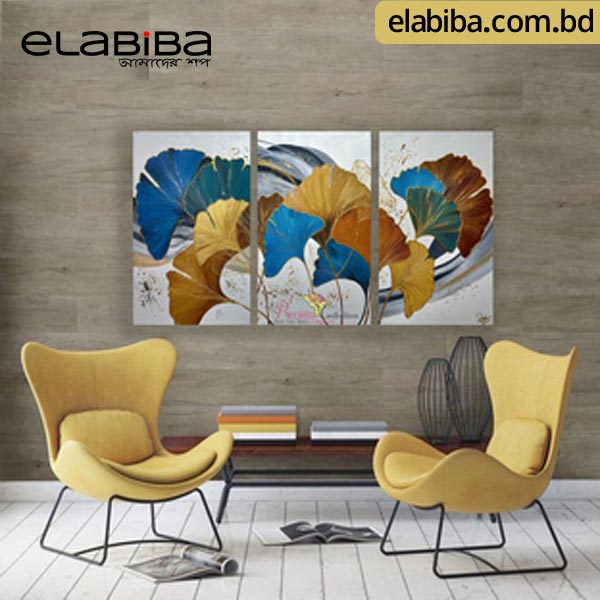 Abstract Golden Lines Hand Painting (24 Inch by 42 Inch)