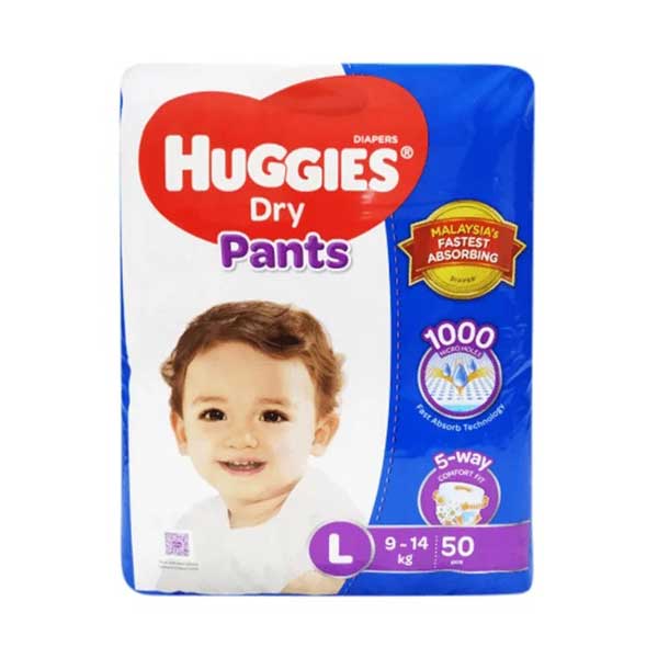 Huggies Dry Pants Baby Diaper Pant L 9-14 kg (50 pcs)