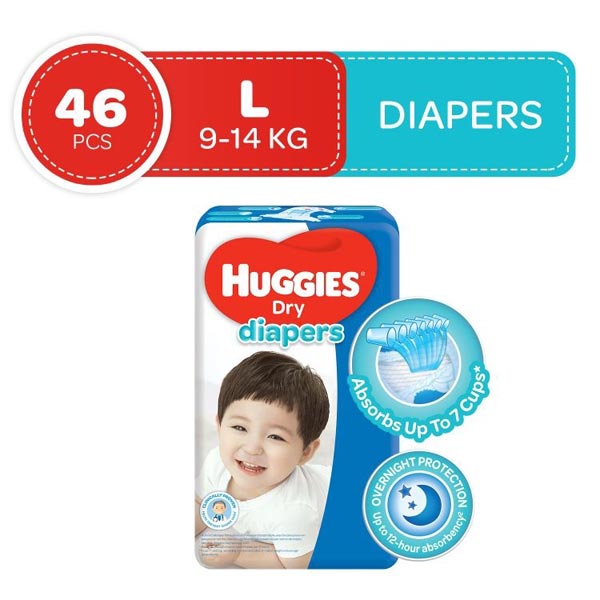 Huggies Dry Pants Baby Diaper Pant L 9-14 kg (46 pcs)