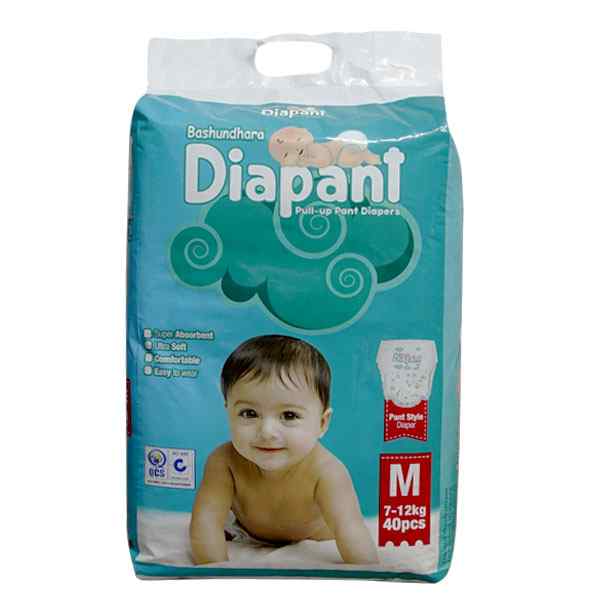 Bashundhara Diapant Baby Diaper -(M)-7-12 KG -40 PCS